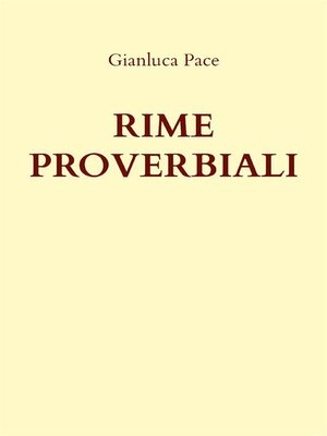 cover image of Rime proverbiali